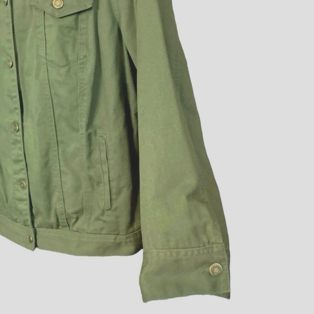 Jessica London Women's Olive Green Button-Up 100% Cotton Denim Jacket | Size 20W - Picture 5 of 8